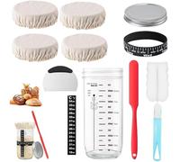 Tarro de fermentación de masa madre de vidrio transparente 1 unidad 17x8cm con accesorios completos para pan casero