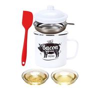 Tarro De Grasa De Tocino | Contenedor De 1200 Ml - Con Raspador Almacenamiento De De Cocina Acabado Esmaltado De Granja | Reuniones De Restaurantes Con Refrigerador En La Encimera: Herramienta