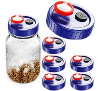 Tarro de hongos con tapa de cultivo líquido, boca ancha, con membrana PTFE y puertos de inyección autorreparables para hongos (boca Rejular de 70 mm, 6 unidades, azul con filtro de jeringa)