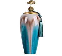Tarro De Jengibre Jarrón De Cerámica Decorativo Con Tapa, Tarros De Porcelana Decorativos Azules, Tarro De Templo Con Tapas, Jarrones De Flores Hechos A Mano Jarrón De Jengibre ( Color : B , Size : 22