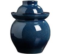 Tarro De Kimchi Olla De Kimchi Doméstico Multicapacidad De Cerámica Botella De Kimchi con Doble Funda, Sello De Coliflor con Champiñones Tarro De Fermentación (Color : Azul, S : 2.5kg/88.2oz)