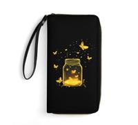Tarro de luciérnagas, cartera larga de piel para hombre y mujer, cartera larga con cordón