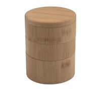 Tarro de madera de 3 niveles con tapas selladas, salero y pimentero redondo para encimera de cocina, organizador de especias para cocinar y hornear, 16 x 9 x 9 cm