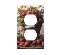 Tarro de mermelada de fresa, cubo, rústico, cubierta de interruptor de luz, cubierta decorativa de 1 banda, placa de pared para cocina, baño, tamaño 7 x 11,4 cm