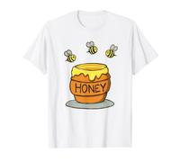 Tarro de Miel con Abejas Camiseta gráfica económica, Hombre, Blanco, M