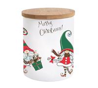 Tarro de Navidad con diseño de duendes de Navidad de 620 ml, para Navidad, galletas, regalos, Adviento, invierno, estrellas