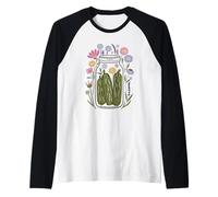 Tarro de pepinillos florales encurtidos flores silvestres temporada de conservas moderno Camiseta Manga Raglan