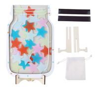 Tarro de recompensa con 30 fichas de estrellas, soporte de madera y tiras para niños, gráfico de comportamiento, tarro de gestión del comportamiento