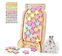 Tarro de recompensa infantil magnético con 30 estrellas, sistema de recompensa, escuela primaria para responsabilidad, 20 x 13 cm, con soporte de madera, planificador semanal para rutina