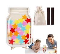 Tarro de recompensa magnético, jarra de recompensa de comportamiento, tabla cautivadora de 8.2 x 7.6 x 1.3 pulgadas, gráfico transparente reutilizable para niños, adorable frasco de regalo de estrella