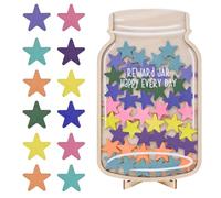 Tarro de Recompensas con Estrellas para Niños, Madera de Boj, 27x17x2.5cm, para Hogar & Aula, Rastreador de Hábitos Positivos
