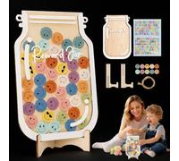 Tarro de recompensas personalizado y tabla de comportamiento, 50 fichas coloridas de cara sonriente con calcomanías de letras, herramienta para maestros/padres para tareas, buenos hábitos, tabla de