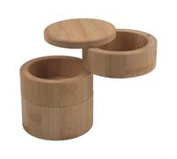 Tarro de sal de madera de tres niveles con secciones dedicadas para sal pimienta y azúcar, construido para integridad estructural y diseños funcionales de cocina