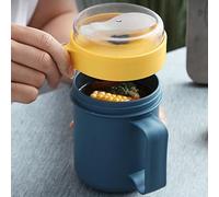 Tarro de Sopa de 500ML Aislado con Tapa y Cuchara Incorporada, Agarre Cómodo, Ideal para la Escuela, Oficina, Plástico Duradero Resistente Al Calor (301-500ML BLUE)