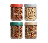 Tarro De Vidrio - 4 Piezas De Recipiente Para Avena Durante La Noche De 450 Ml, Frascos Para Pasar La Noche A Prueba De Fugas, Para Aderezo Para Ensaladas Y Salsa De Verduras | Cereales Yogur