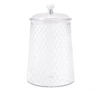 Tarro de vidrio con aspecto de cristal con relieve vintage para organizar alimentos básicos de despensa como harina, azúcar, sal y granola en cualquier hogar (3 L)