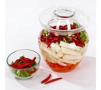 Tarro de vidrio con tapa for conservas, tarro de encurtidos, kit de fermentación con sello de agua, for fermentar encurtidos, elaboración de vino, chucrut y verduras(2.5L)