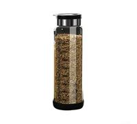 Tarro de vidrio para almacenamiento de especias diseñado para dispensar con precisión y almacenamiento seguro de tus condimentos de cocina (cubierta negra, 450 ml)