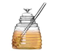 Tarro De Vidrio Para Miel - Recipiente Sin Olor Con Varilla Tarro Transparente Creativo, Vidrio Seguro De Alimenticio, Diseño Fácil De Verter, Decoración De Cocina Encimera | Usos adecuados Alma