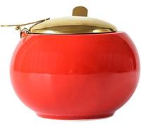 Tarro for condimentos, azucarero con tapa dorada, 10 x 8 cm, 350 ml(Red)