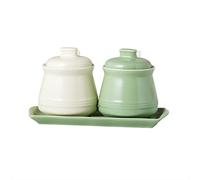 Tarro for condimentos, azucarero, con tapa, salero, condimento, tarro for especias(Green Tray)