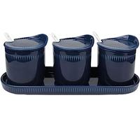 Tarro for condimentos, azucarero con tapa, salero, especias, 300 ml(Blue)