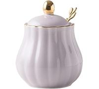Tarro for condimentos, azucarero con tapa y cuchara, tarro for almacenar azúcar, for especias, for, salero, bote for, 300 ml(Purple)