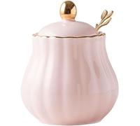 Tarro for condimentos, azucarero con tapa y cuchara, tarro for almacenar azúcar, for especias, for, salero, bote for, 300 ml(Pink)