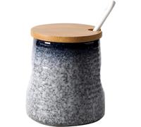 Tarro for condimentos, azucarero con tapa y cuchara, tarro for especias, bote for, 340 ml(Gray)