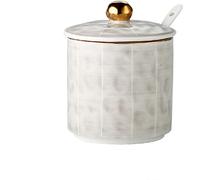 Tarro for condimentos, azucarero de estilo europeo con cuchara cerámica, 300 ml/10,5 oz, salero sencillo, tarros porcelana for especias(Light Grey)