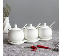 Tarro for condimentos, contenedor de especias, juego caja cerámica for, tarro for cocina for el hogar, for almacenar sal(White 5)