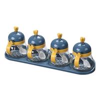 Tarro for condimentos, contenedor de especias, juego recipientes for con cuchara y tapa, organizador vidrio, accesorio for encimera cocina(Blue)