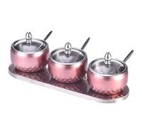Tarro for condimentos, contenedor de especias, juegos contenedores, acero inoxidable con tapas, bandeja y cucharas, for(Pink)