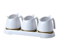 Tarro for condimentos, contenedor de especias, juegos contenedores, juego tarros for, vinagrera for salsa y sal, dispensador(White(3pcs))