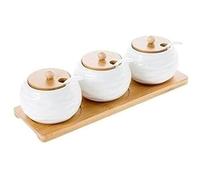 Tarro for condimentos, recipiente for especias, juego de botellas cerámica for con tapa cuchara y bandeja, caja for, for sal pimienta