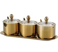 Tarro for condimentos, recipiente for especias, juego de tarros for acero inoxidable, tarro for, for, ollas(Gold(3pcs))