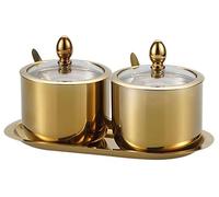 Tarro for condimentos, recipiente for especias, juego de tarros for acero inoxidable, tarro for, for, ollas(Gold(2pcs))