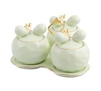 Tarro for condimentos, recipiente for especias, juego manual de tarros cerámica for, for for la encimera cocina(Green)