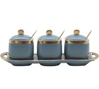 Tarro for condimentos, recipiente for especias, juegos de recipientes for sal y azúcar, juego tarros cerámica for(Gray)