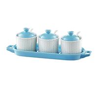 Tarro for condimentos, recipiente for especias, tarro de cerámica for, suministros cocina, azúcar, sal, botella almacenamiento nórdica(White)