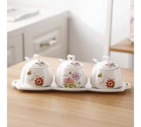 Tarro for condimentos, recipiente for especias, tarro de porcelana, juego 3, for con tapa cerámica, for cocina