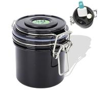 Tarro Grande para Guardar Pegamento con Termómetro, Higrómetro y Junta, Recipiente Grande para Pegamento para Uñas y Pestañas (BLACK)