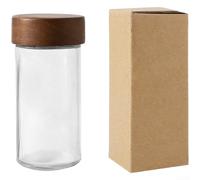 Tarro hermético de almacenamiento de granos de café con válvula de desgasificación unidireccional y tapa de madera de acacia, recipiente de vidrio de boca ancha para una práctica preparación diaria y