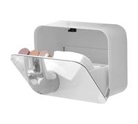 Tarro organizador de pared, caja de almacenamiento de cosméticos, organizador estable de almohadillas de algodón con espejo, estante sin perforación, soporte de bolas de algodón para hilo dental