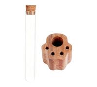 Tarro Para Bigotes De Gato - Mini De Almacenamiento De Vidrio Con Base De Madera En Forma De Pata | Jarrón Transparente Para Pelo Y Bigotes De Mascota Como Recuerdo | Regalo Para Amantes De Las M