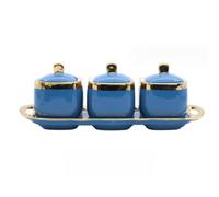 Tarro para especias, Tarro de cerámica for condimentos, tarro nórdico for, salero, azucarero, caja for(Blue)