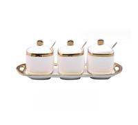 Tarro para especias, Tarro de cerámica for condimentos, tarro nórdico for, salero, azucarero, caja for(White)