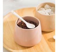 tarro para especias, Tarros de especias, azucarero color macarrón con tapa y cuchara, cerámica orificio for, tarro porcelana 230 ml/8 oz, bote condimento for salero, ml(Pink)