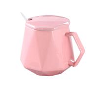 tarro para especias, Tarros de especias, azucarero en forma taza con tapa, tarro almacenamiento, porcelana cuchara, salero(Pink)
