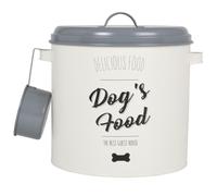 Tarro para pienso de perros de metal color crudo con estampado Alt. 27 cm